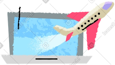 Aeroplane flying from laptop PNG, SVG
