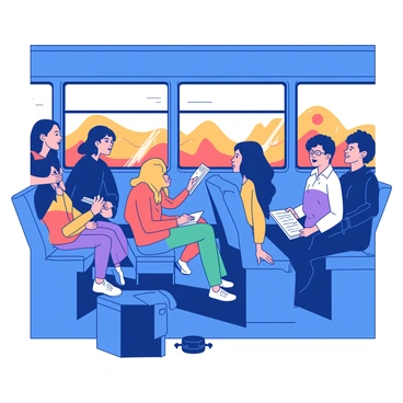 A group of students is seated on a blue bus, engaged in a rehearsal of a dramatic scene from a play. Some students are holding scripts in their laps, while others are passionately delivering their lines. The bus interior is filled with a mix of orange and yellow light from the overhead lamps, creating a warm atmosphere. A few students are leaning forward, fully immersed in their roles, while others watch intently, their expressions a mix of focus and excitement. The windows of the bus are slightly fogged, adding to the intimate feeling of the rehearsal as the outside scenery blurs past.