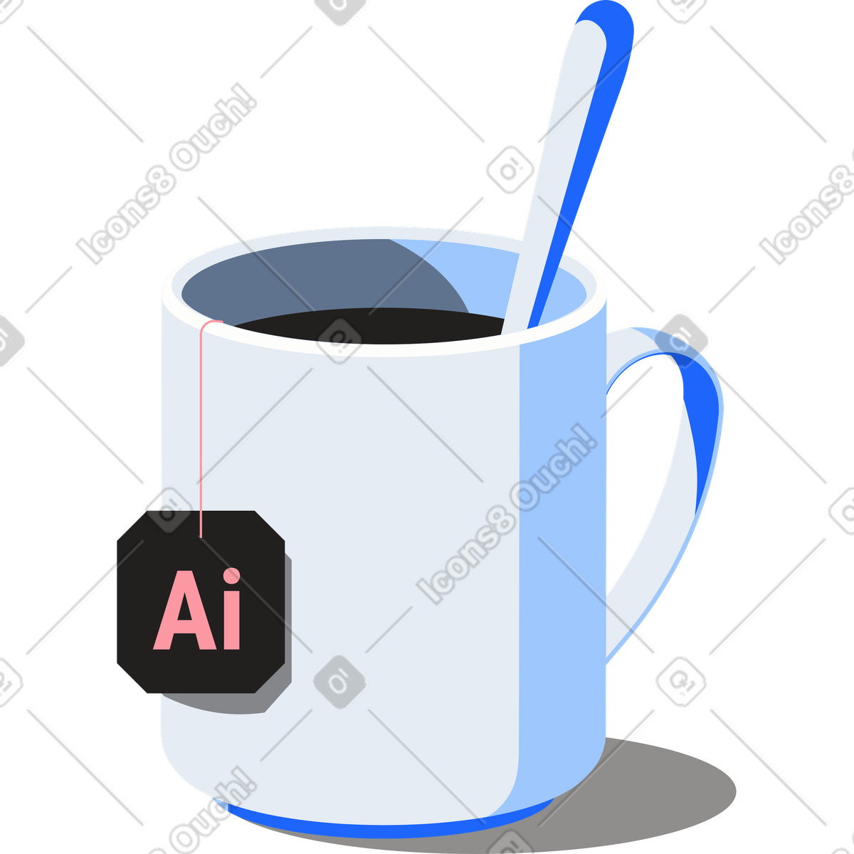 Ilustración Taza con bolsita de té el logo adobe illustrator en estilo Editorial a descargar en PNG y SVG