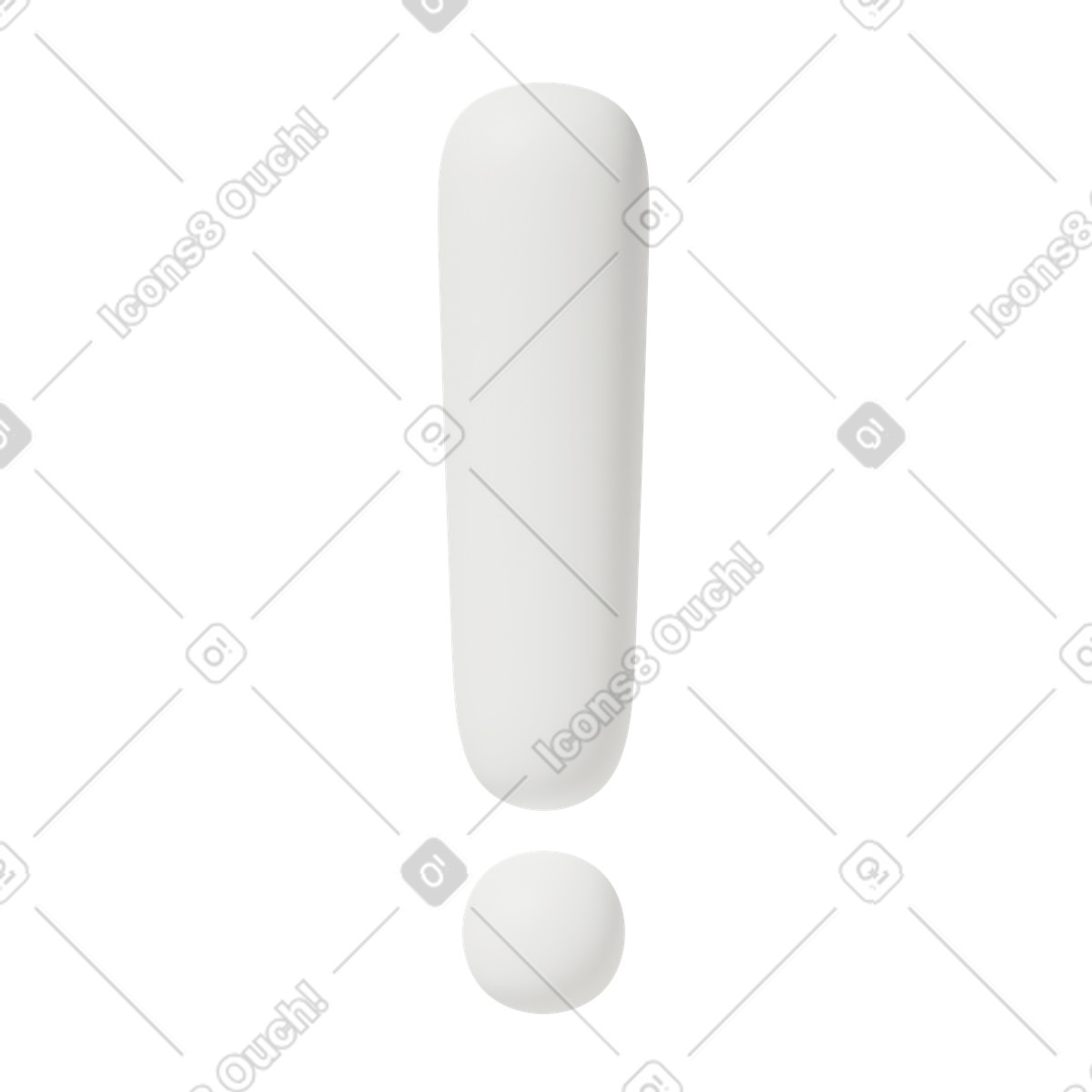 3D Casual life スタイルの Close up of white exclamation point のイラストをPNG、SVG形式でダウンロード