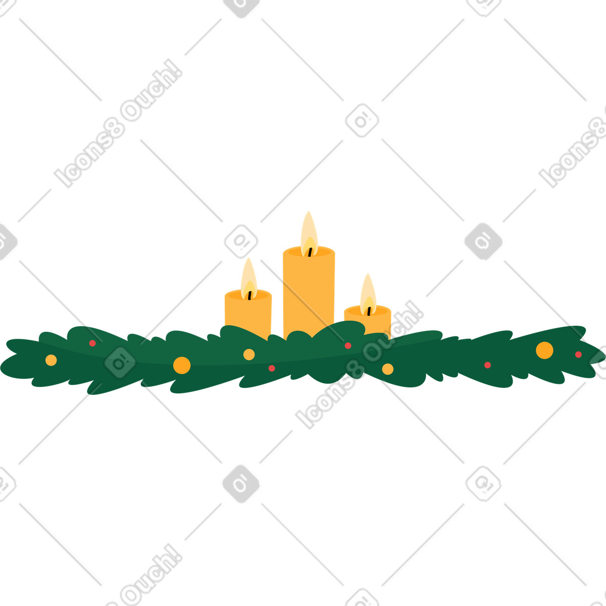 Lagom スタイルの クリスマスキャンドル のイラストをPNG、SVG形式でダウンロード