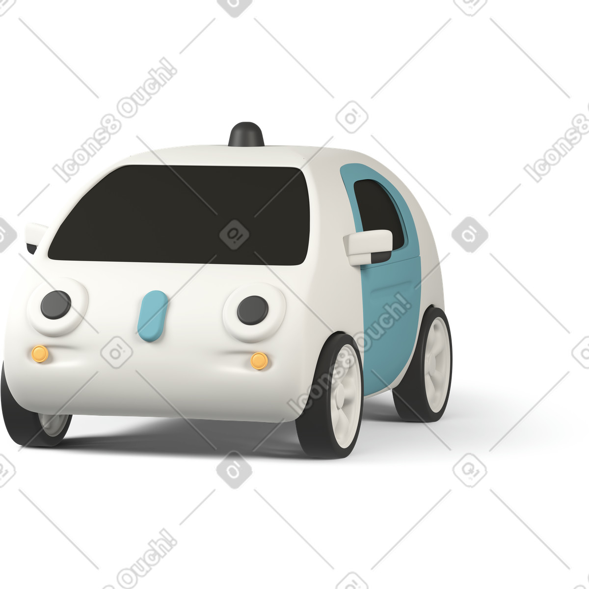 3D Casual life 스타일의 Unmanned car 일러스트레이션 PNG, SVG 다운로드