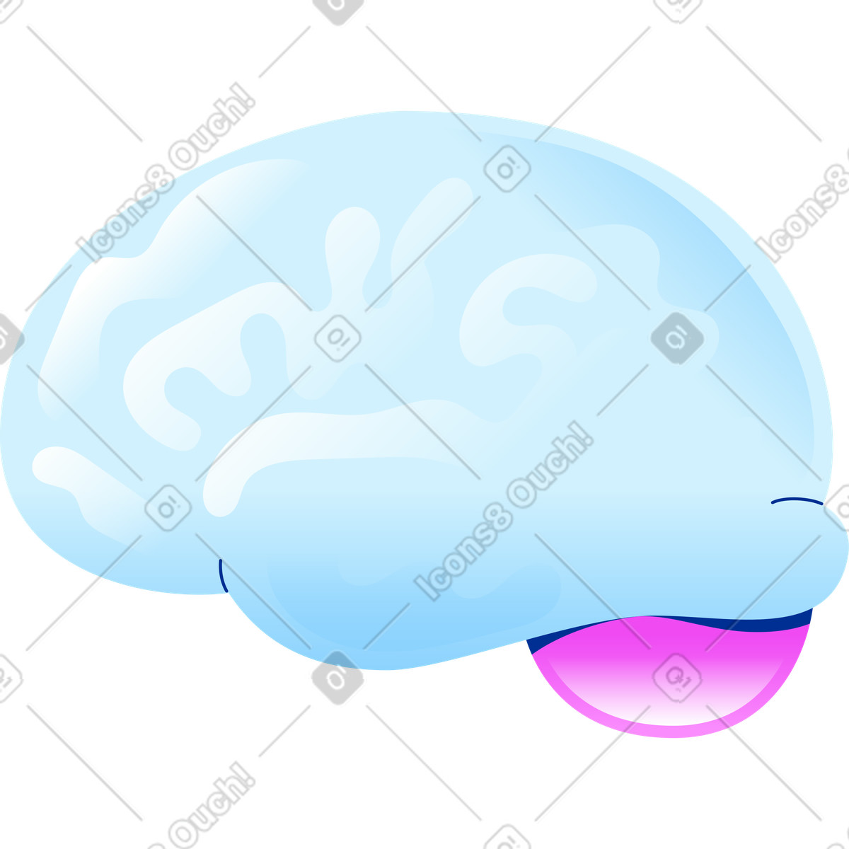 Brain illustration in Glossy style download in PNG, SVG