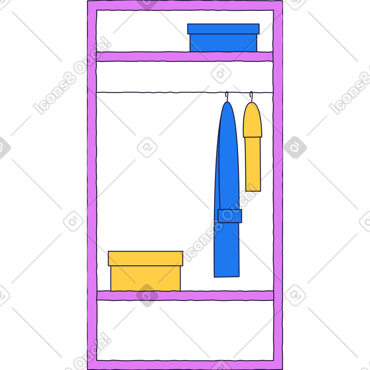 Kleiderschrank-Illustration im Conifer-Stil als Download in PNG, SVG