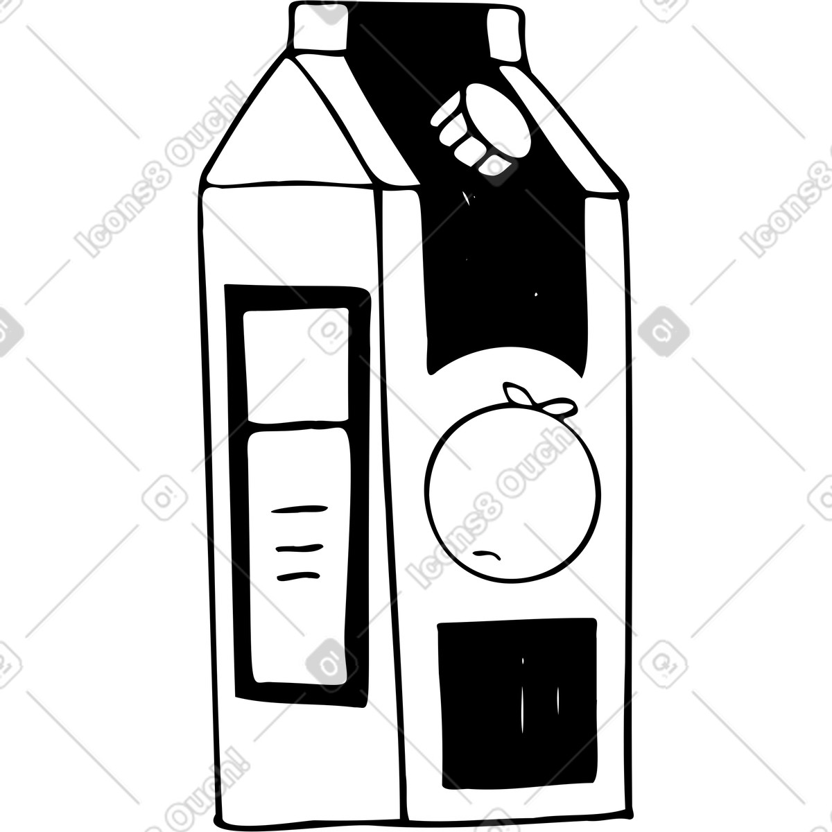 Illustration Boîte en carton de jus d'orange dans le style Marks à télécharger aux formats PNG, SVG