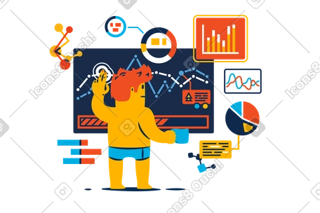 Remote working animated illustration in GIF, Lottie (JSON), AE