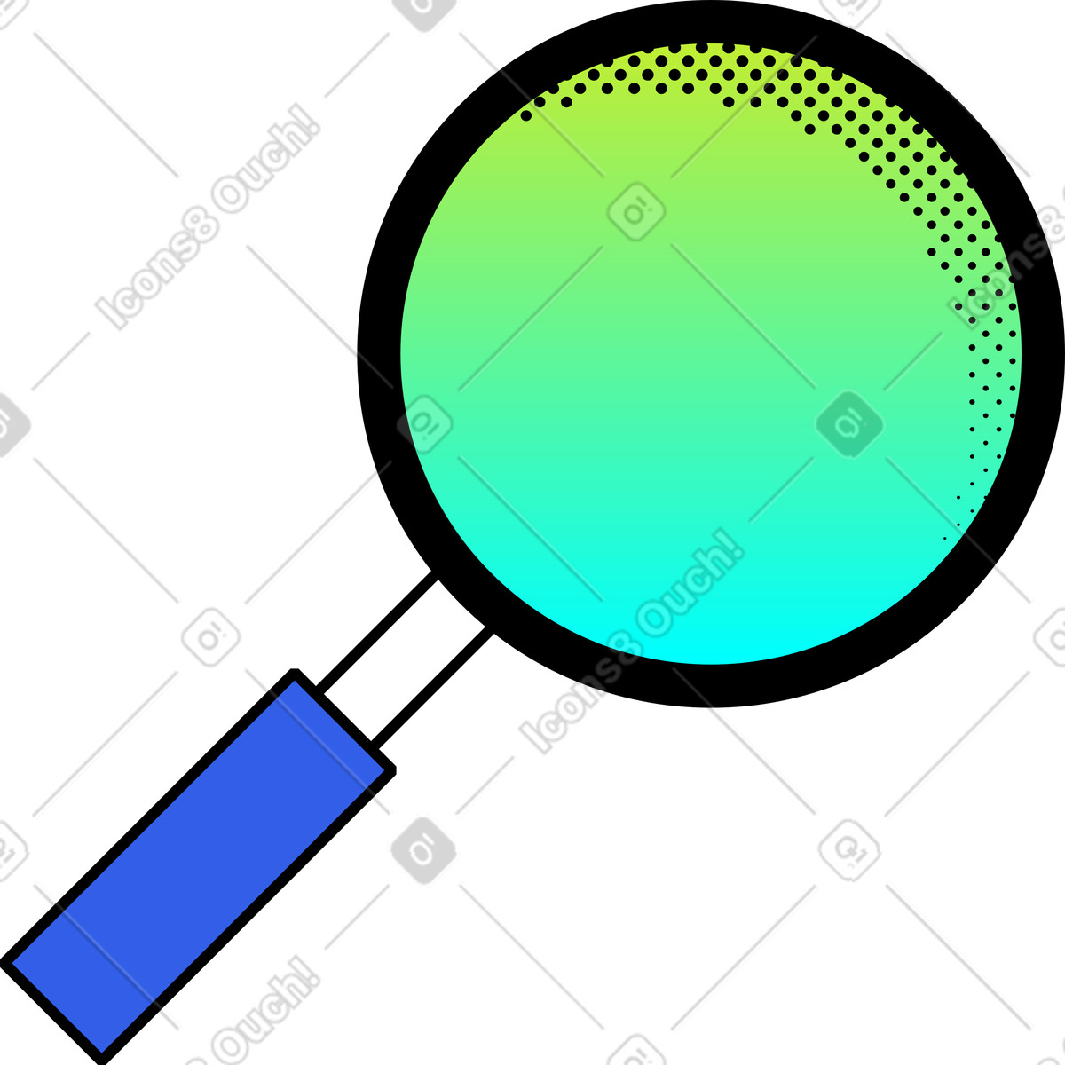 Magnifying glass illustration in Memphis style download in PNG, SVG