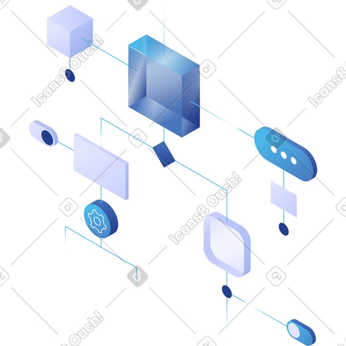 Abstarct connected blocks illustration in Quantum style download in PNG, SVG