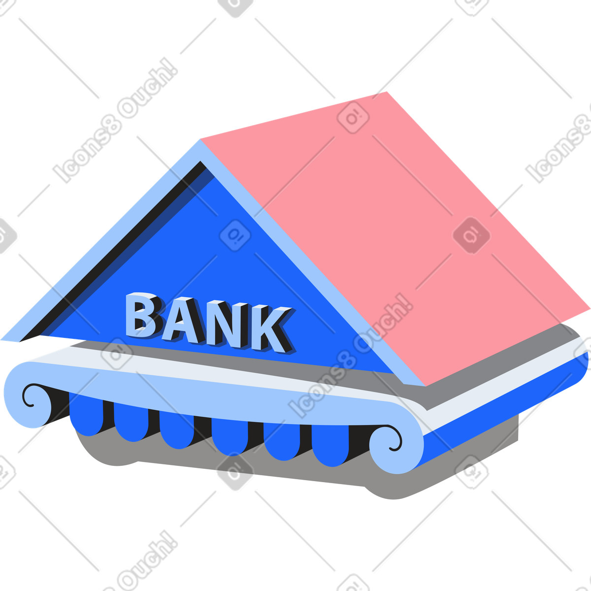 Illustration Toit du bâtiment de la banque dans le style Editorial à télécharger aux formats PNG, SVG