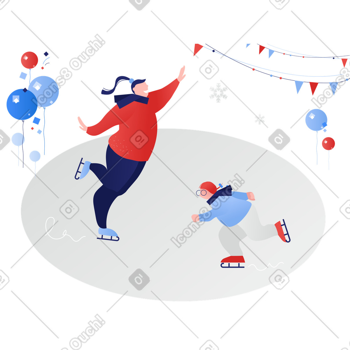 Ilustración Patinando sobre hielo en estilo Clip a descargar en PNG y SVG