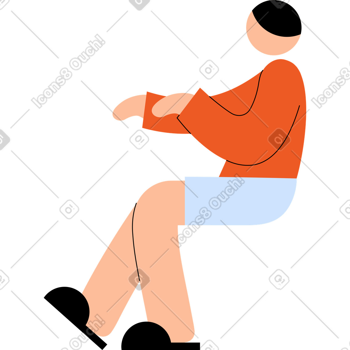 下载 Tiny 风格的 坐着的年轻人 插画，支持 PNG、SVG 格式