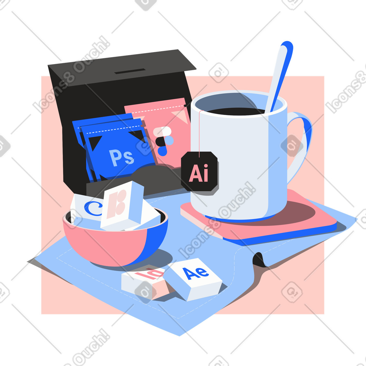 Entwurfswerkzeuge-Illustration im Editorial-Stil als Download in PNG, SVG