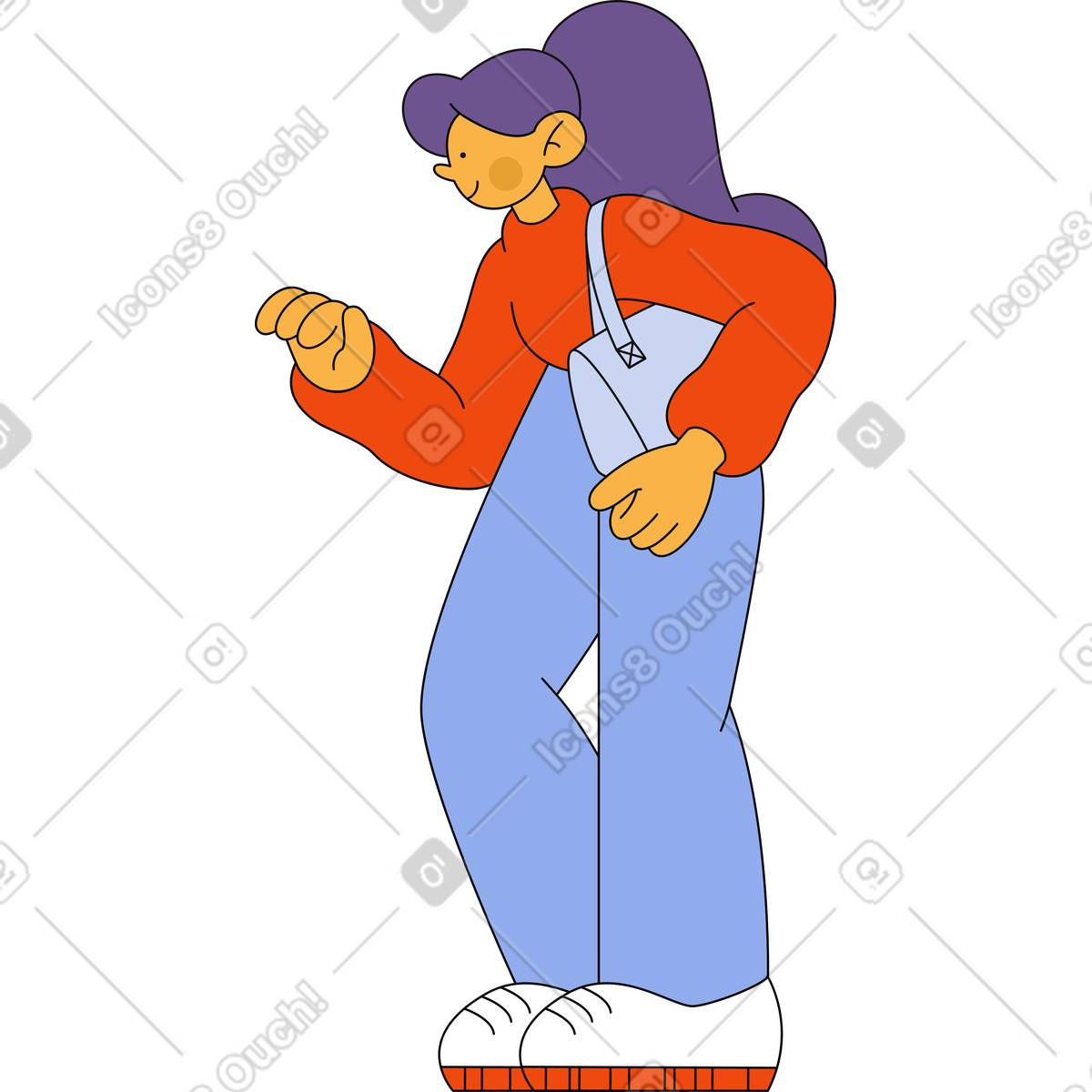 Man with a bag leaning on something illustration in Bloom style download in PNG, SVG