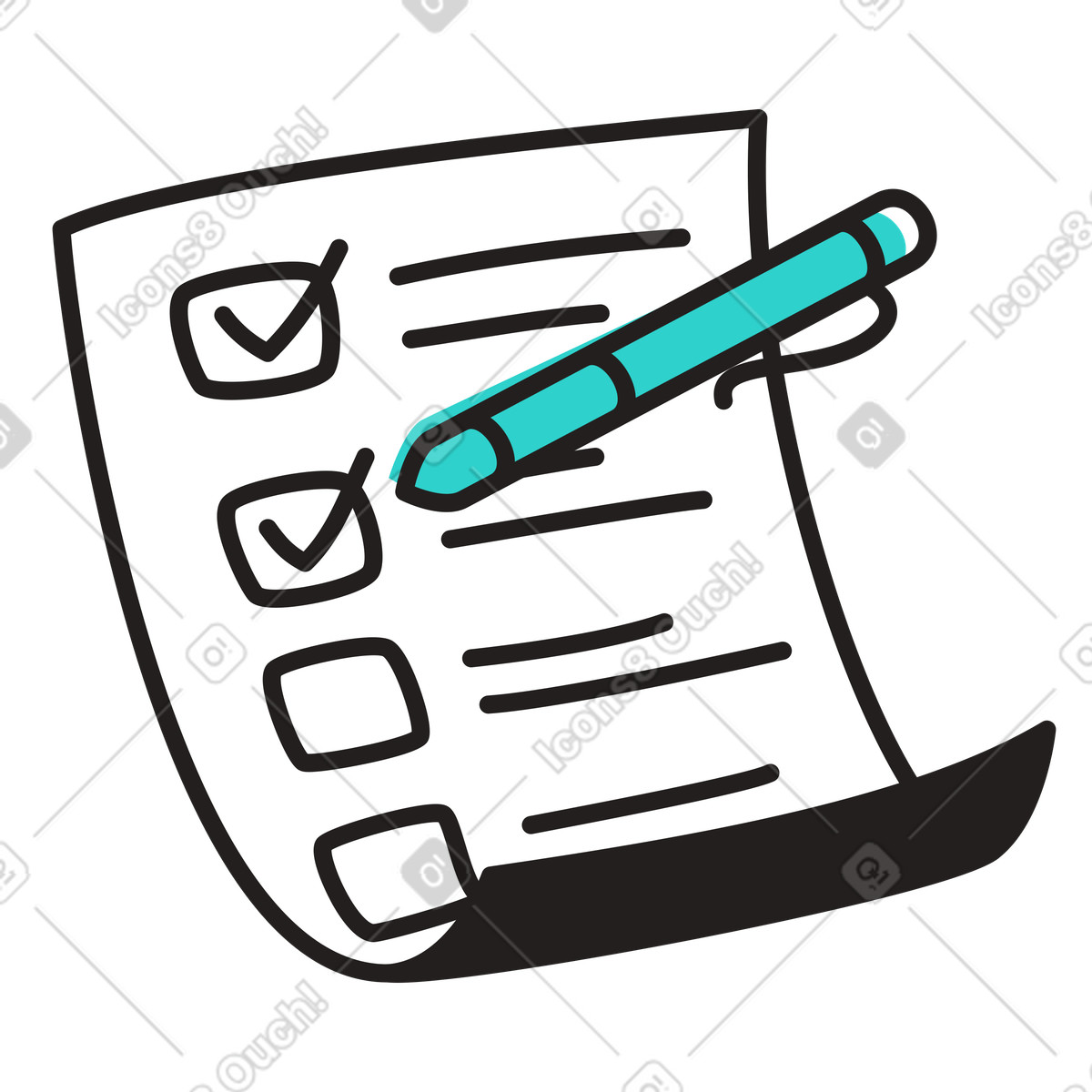 Illustration Liste de tâches avec éléments cochés dans le style Little à télécharger aux formats PNG, SVG