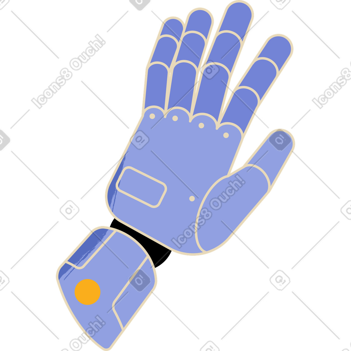 Ilustración Robot mano izquierda en estilo Juicy a descargar en PNG y SVG