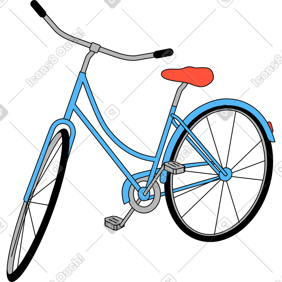 Ilustração de Bicicleta em no estilo Kindy para baixar em PNG, SVG
