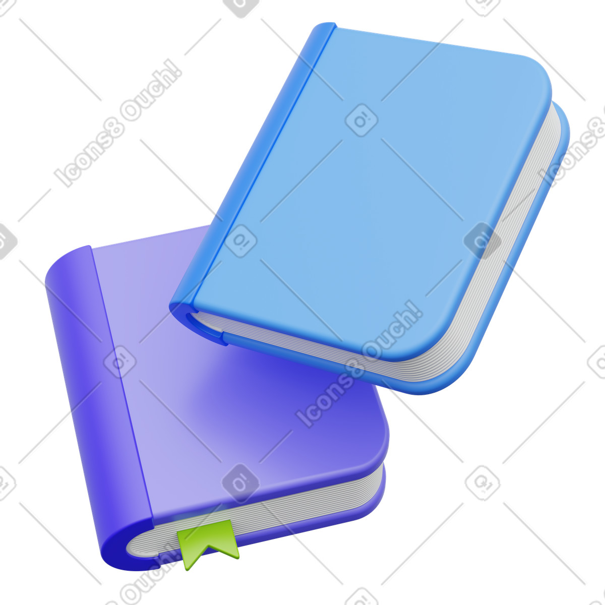 Pair of colorful hardcover books, Study materials or academic resources illustration in PNG, SVG