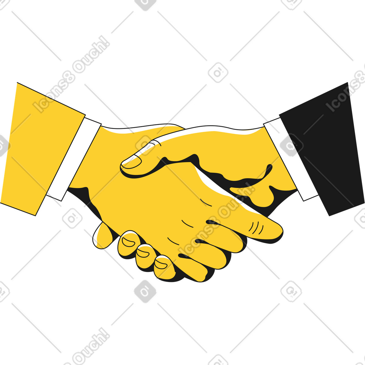 Stretta di mano illustrazione animata in stile Taxi scaricabile in GIF, Lottie (JSON), AE