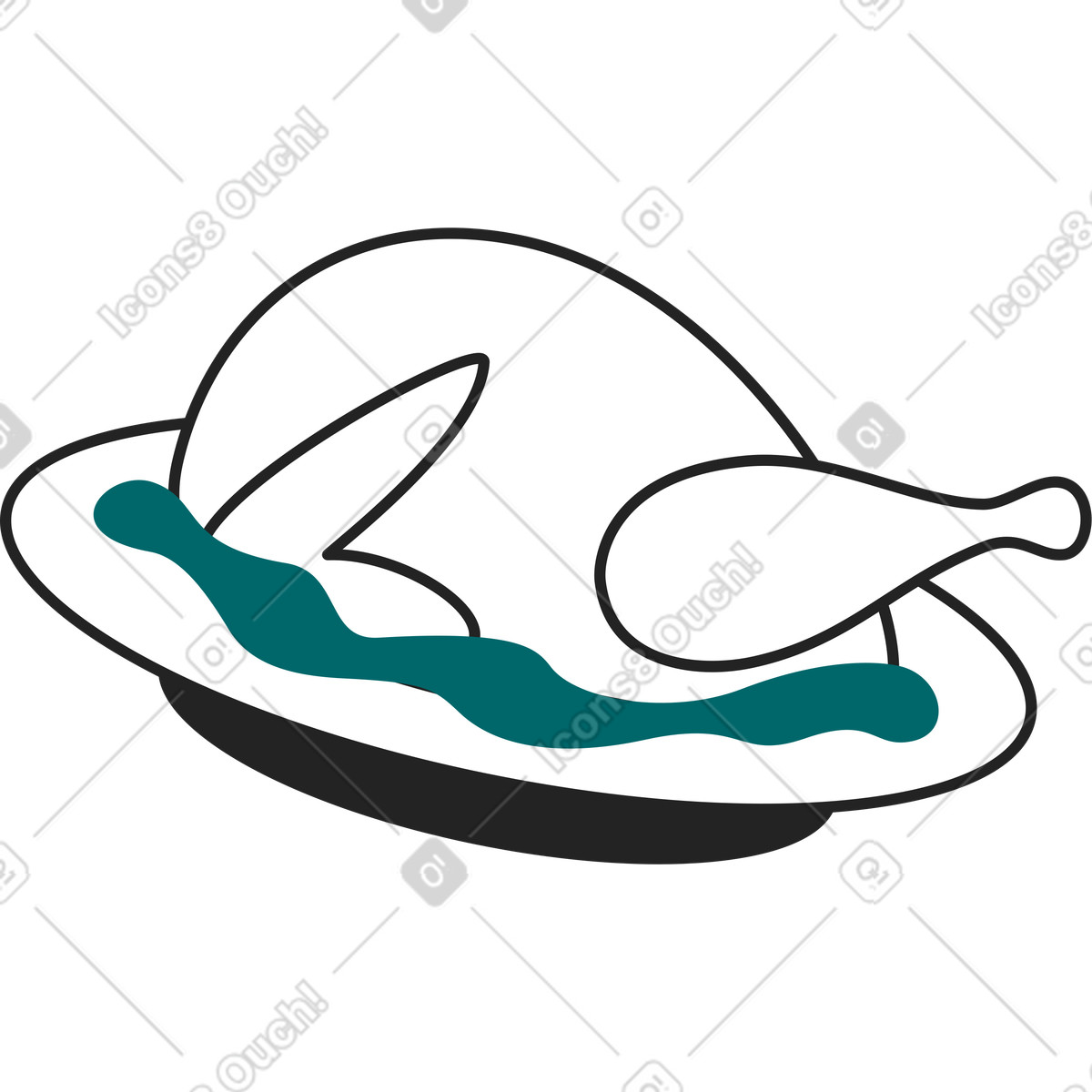 Illustration Poulet sur plats dans le style Sammy Line à télécharger aux formats PNG, SVG