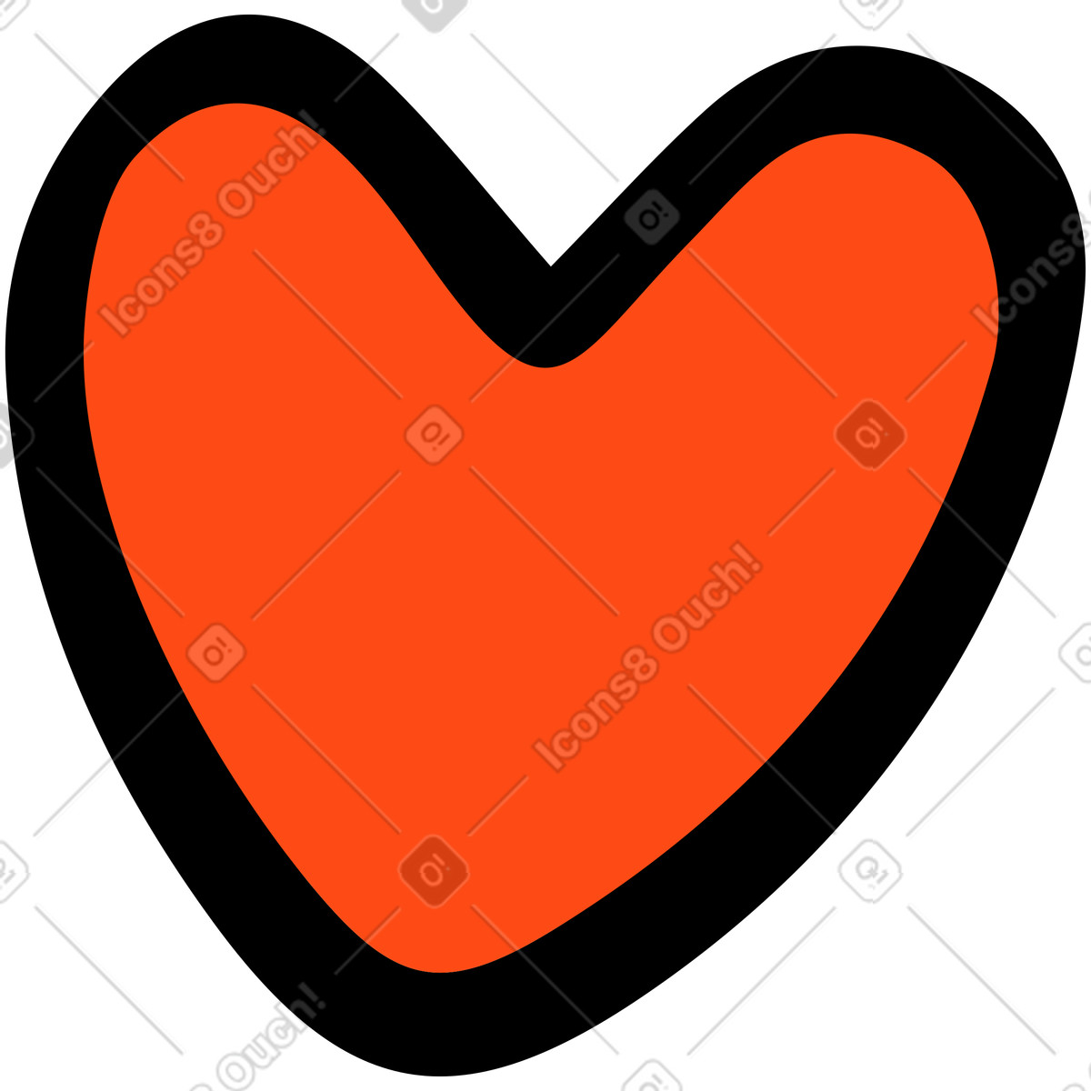 Red heart illustration in Comic style download in PNG, SVG