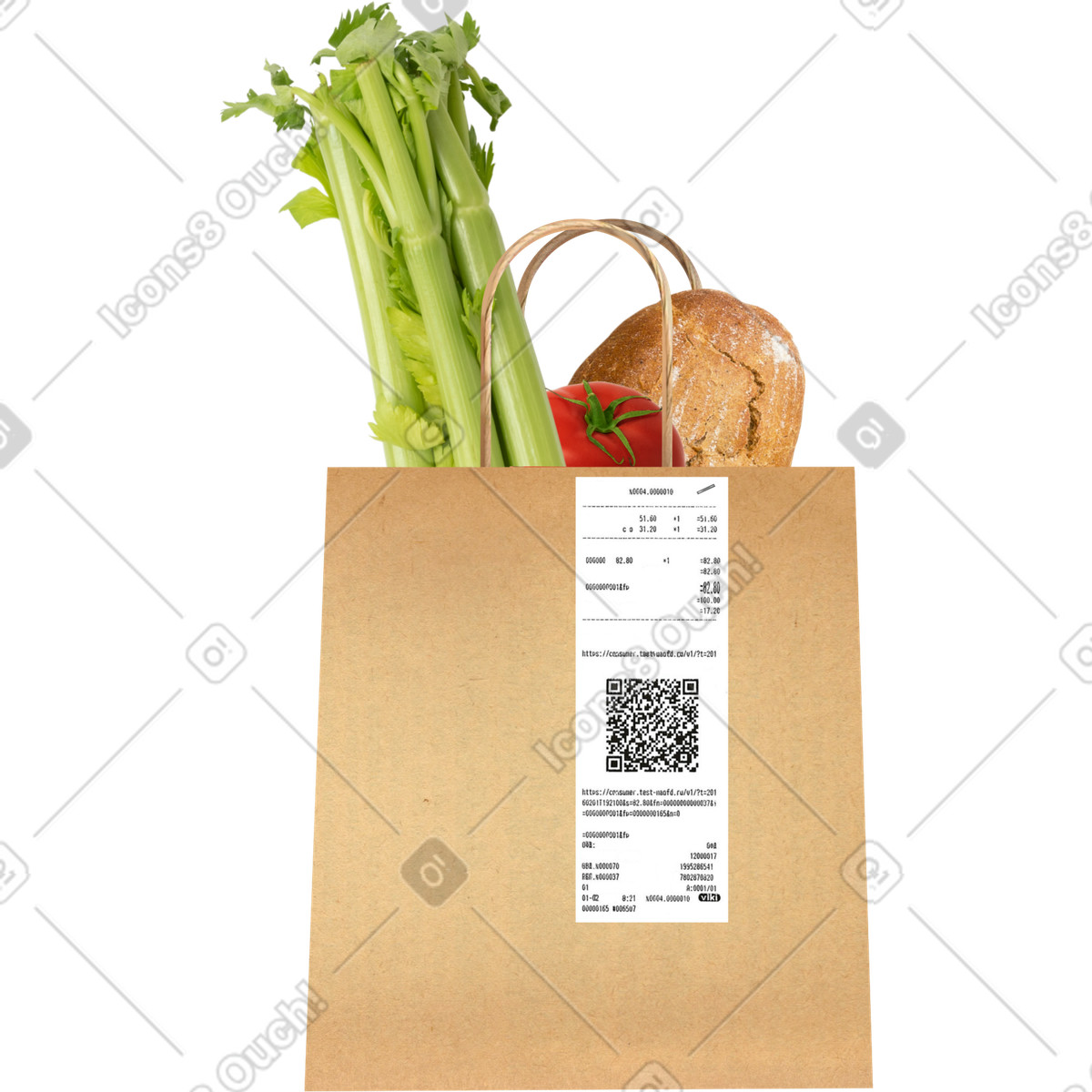 Ilustración Paper bag with food en estilo Patchwork a descargar en PNG y SVG