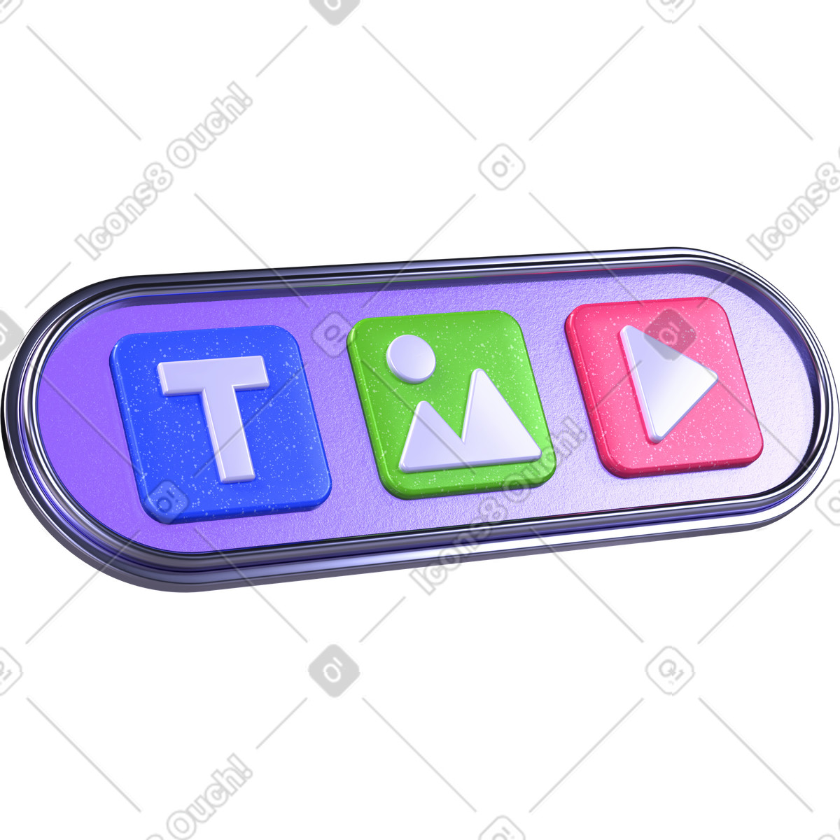 Content creation, text-image-video tools, media editing icon illustration in 3D Boost style download in PNG, SVG