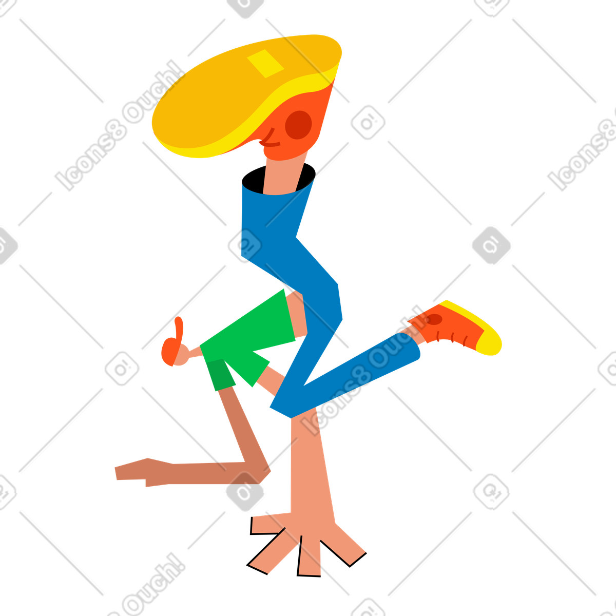 Ilustración Bailarín con gorra haciendo breakdance en estilo Warp a descargar en PNG y SVG