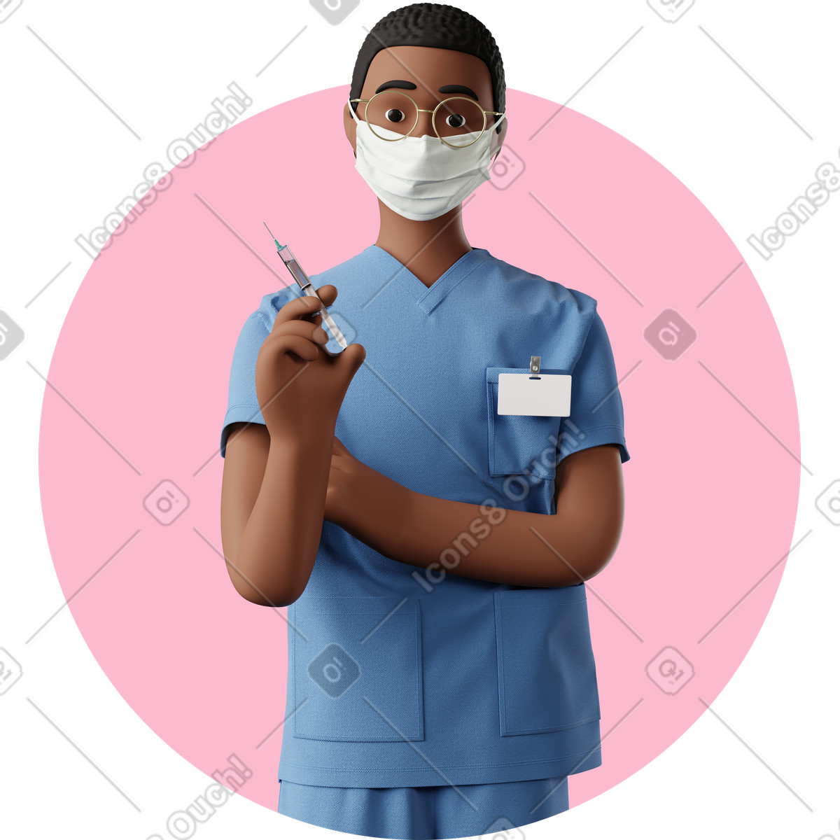 3D Business 스타일의 Young doctor with syringe 일러스트레이션 PNG, SVG 다운로드