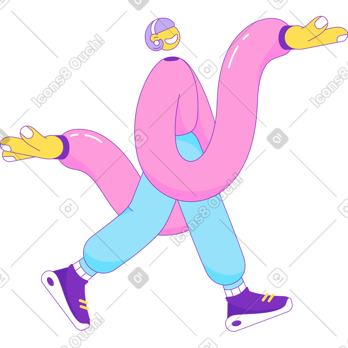 Ragazza che cammina illustrazione in stile Elastic scarica in PNG, SVG