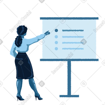 A woman selecting a bullet point PNG, SVG