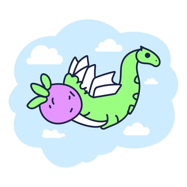 A dragon fruit is depicted soaring in the sky. The fruit has tiny wings attached to its sides, allowing it to hover and glide effortlessly. The sky is clear, featuring a vast expanse that emphasizes the height and freedom of the dragon fruit. Fluffy clouds can be seen drifting in the background, adding depth to the scene. The dragon fruit is vibrant and textured, showcasing its unique shape and spiky exterior.