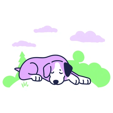 A sad dog lying on a hilltop, looking at the overcast sky
