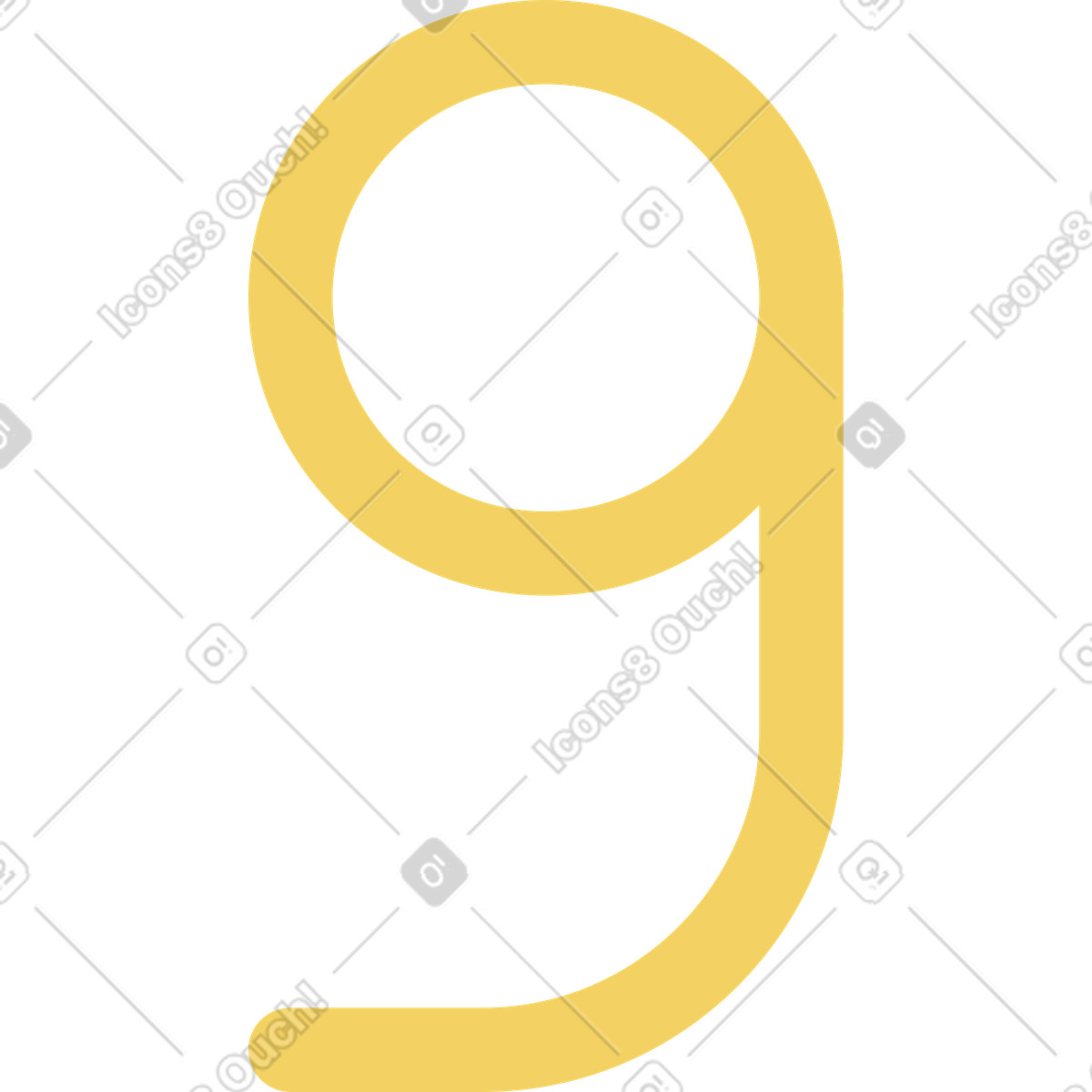 Yellow 9 digit-Illustration im Macaroni-Stil als Download in PNG, SVG