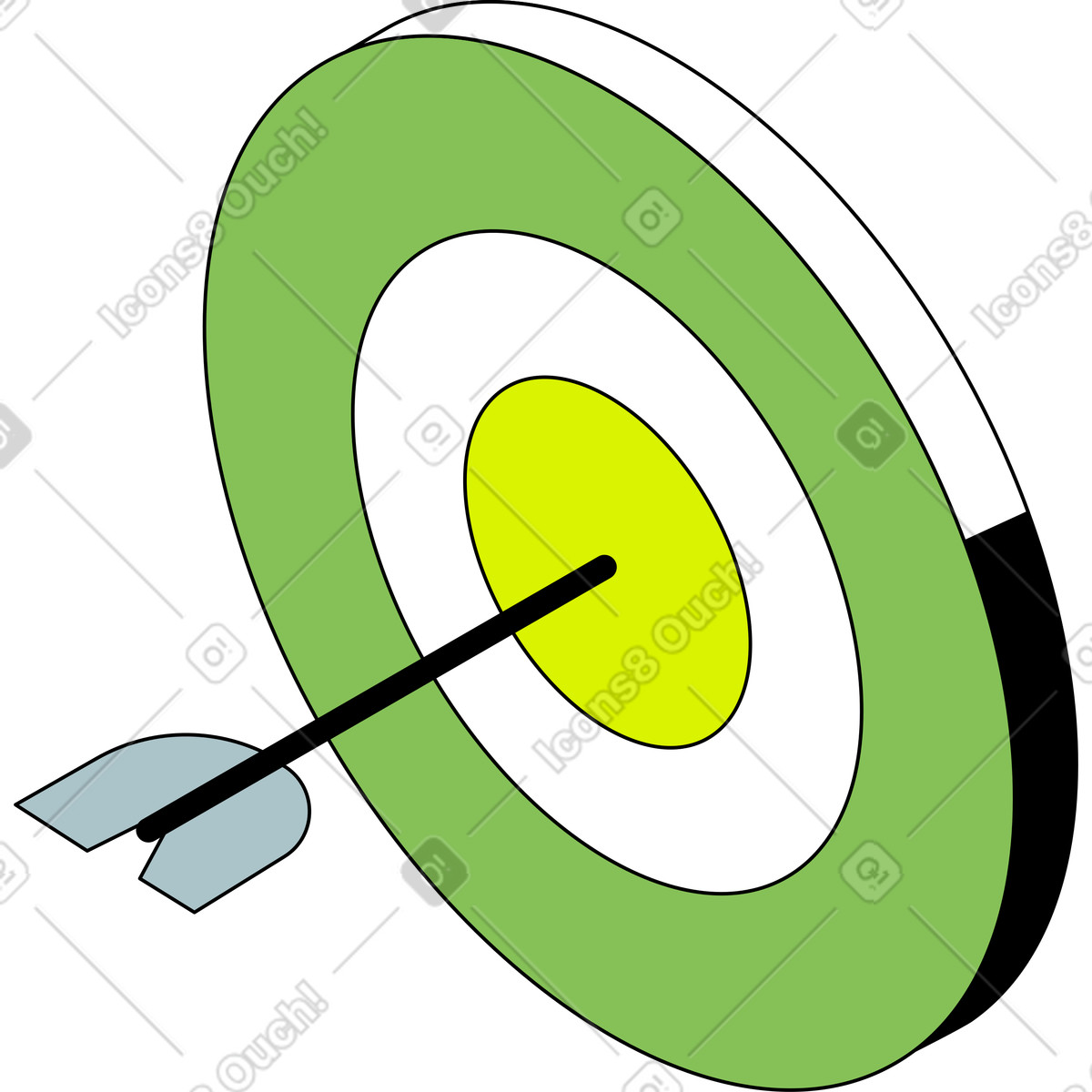 Isometric スタイルの 矢で的を射る のイラストをPNG、SVG形式でダウンロード