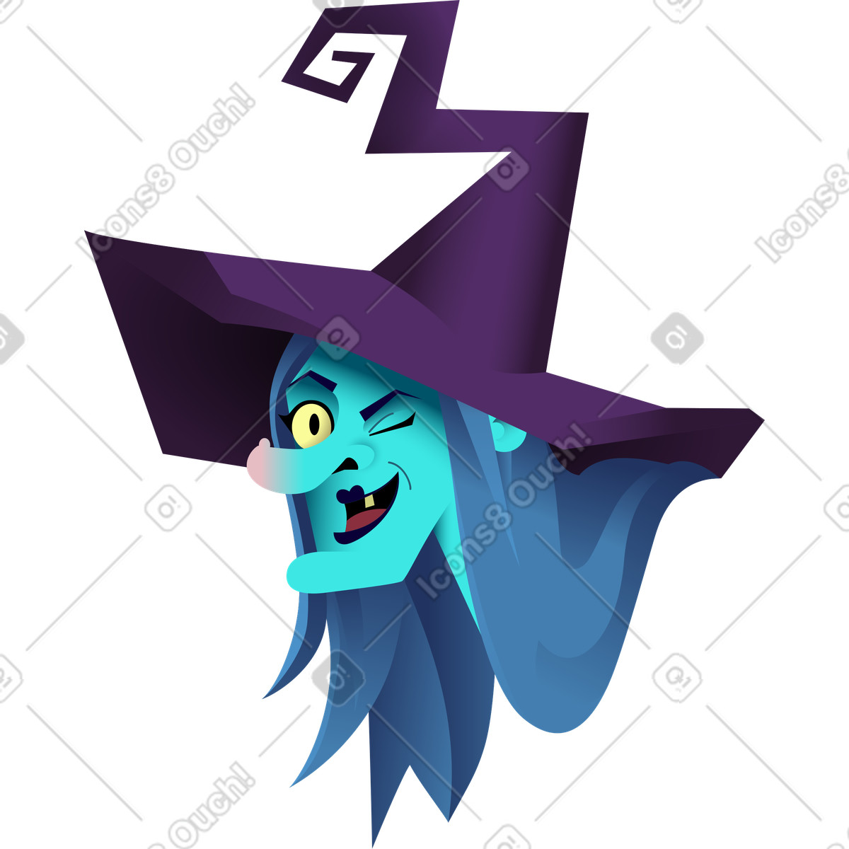 Illustration Avatar de sorcière dans le style Halloween Party à télécharger aux formats PNG, SVG