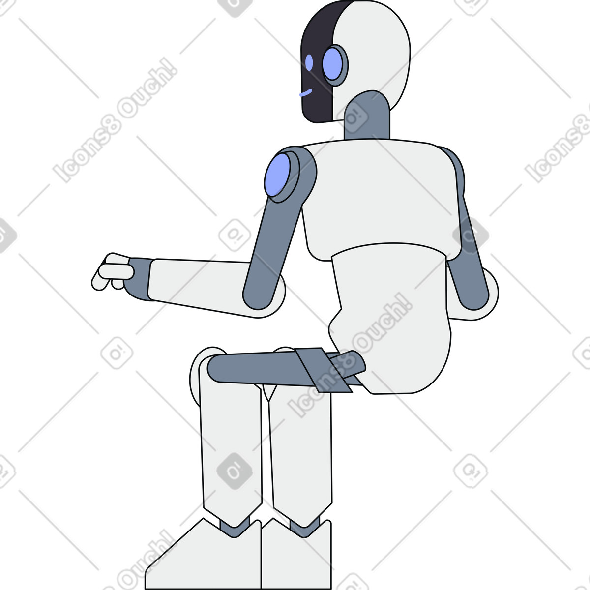 Robot umanoide seduto illustrazione in stile Teko scarica in PNG, SVG