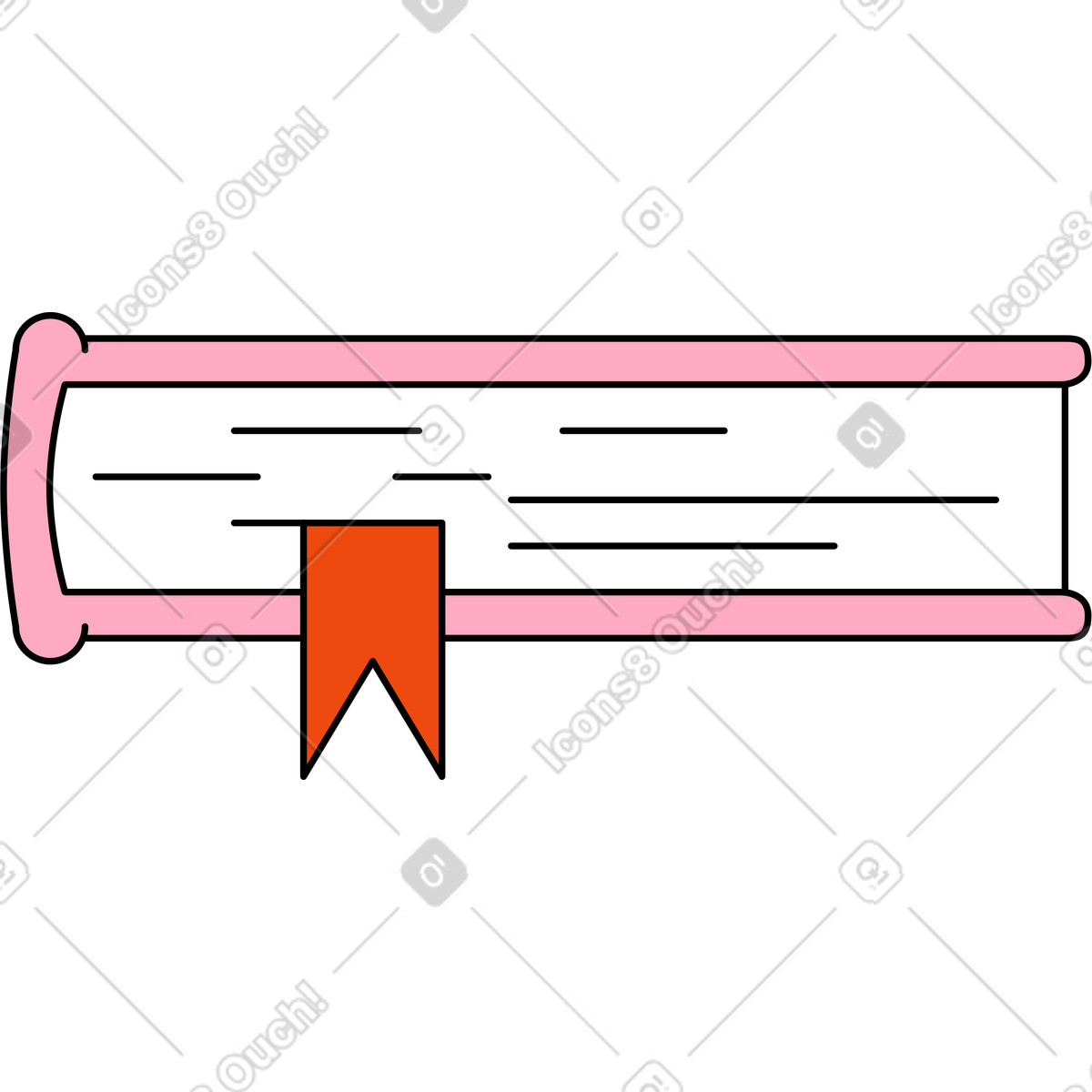 Pink book with red bookmark animated illustration in Bloom style download in GIF, Lottie (JSON), AE