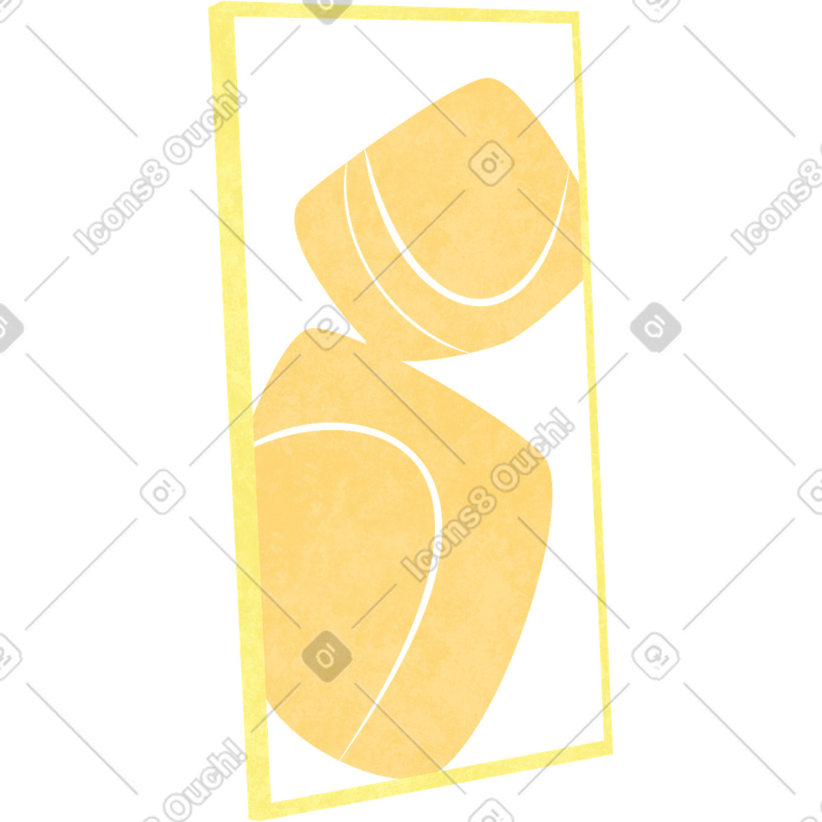 Orange painting in a yellow frame illustration Lifestyle style download PNG, SVG