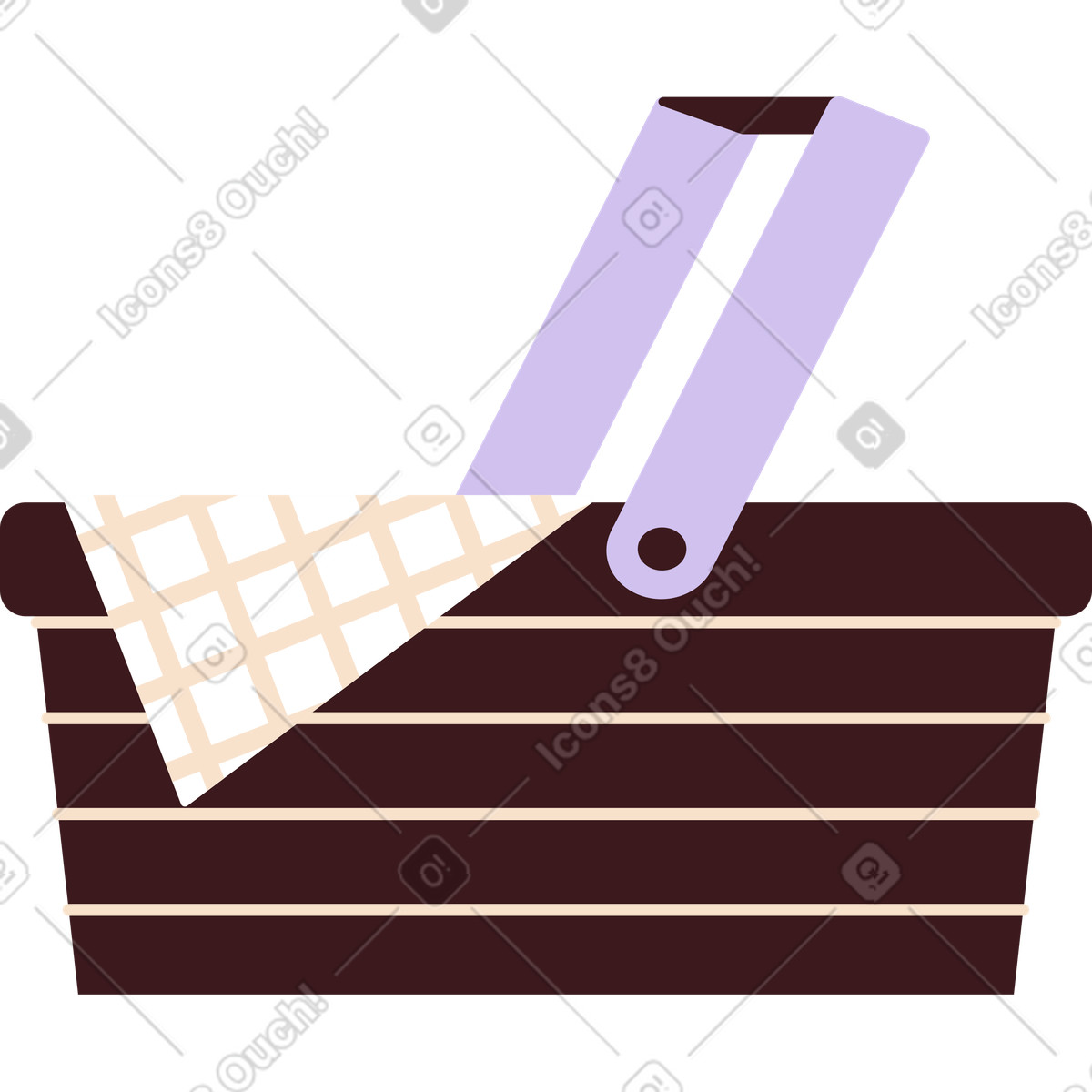 Illustration Panier pique-nique avec nappe dans le style Folks à télécharger aux formats PNG, SVG