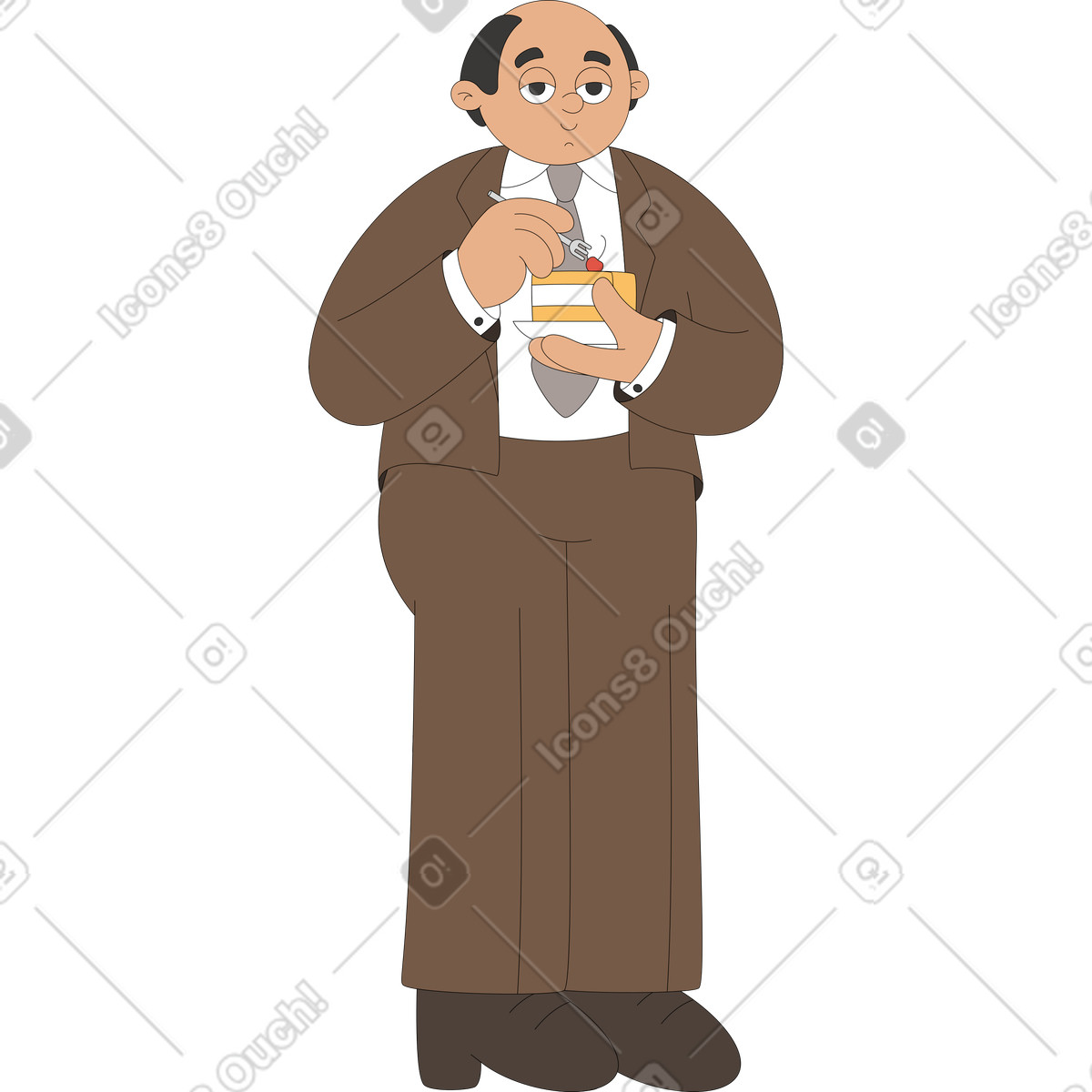 Man eating cake illustration in Sitcom style download in PNG, SVG