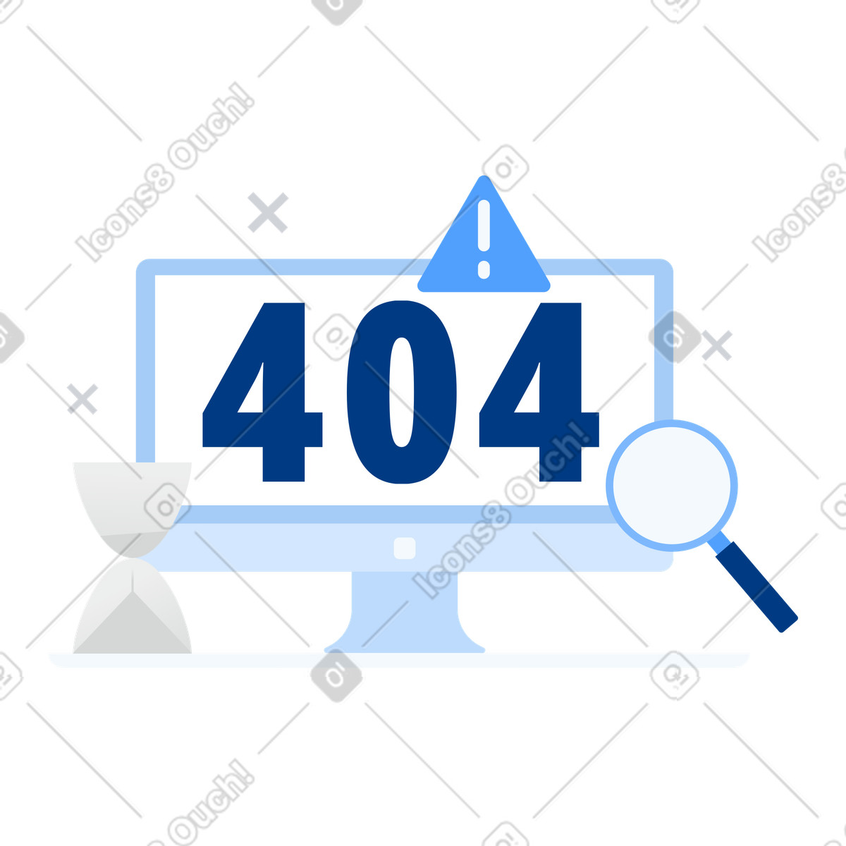 Computer monitor showing 404 error, Website not found or server issues illustration in Urban style download in PNG, SVG