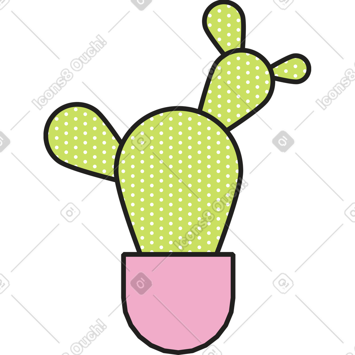 Cactus verde in vaso rosa illustrazione animata stile Dazzle scaricabile GIF, Lottie (JSON), AE