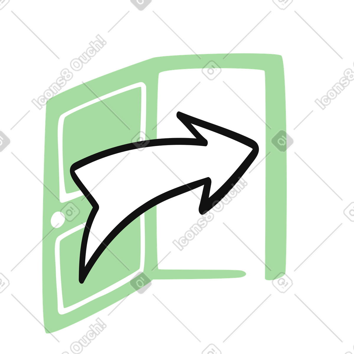 Organic スタイルの Exit door with curved arrow indicating directional way out symbol のイラストをPNG、SVG形式でダウンロード