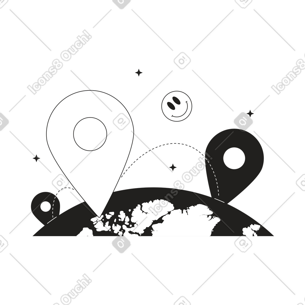 Geolocation-zeichen auf der ganzen welt-Illustration im Tokyo-Stil als Download in PNG, SVG