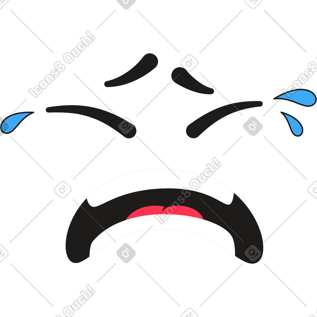 Moji 스타일의 우는 감정 일러스트레이션 PNG, SVG 다운로드