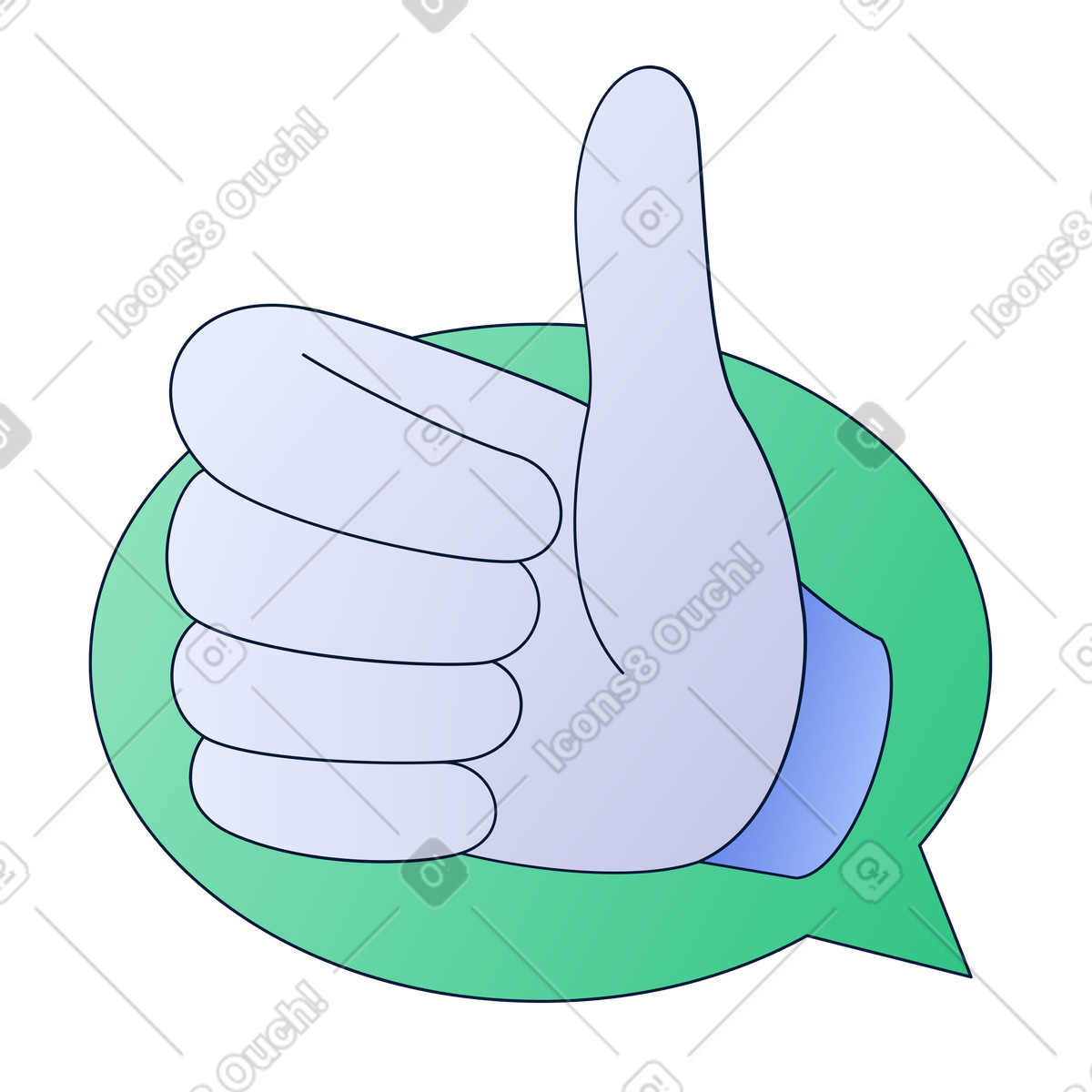 Ilustración Pulgares hacia arriba en un globo de diálogo estilo Neat a descargar PNG y SVG