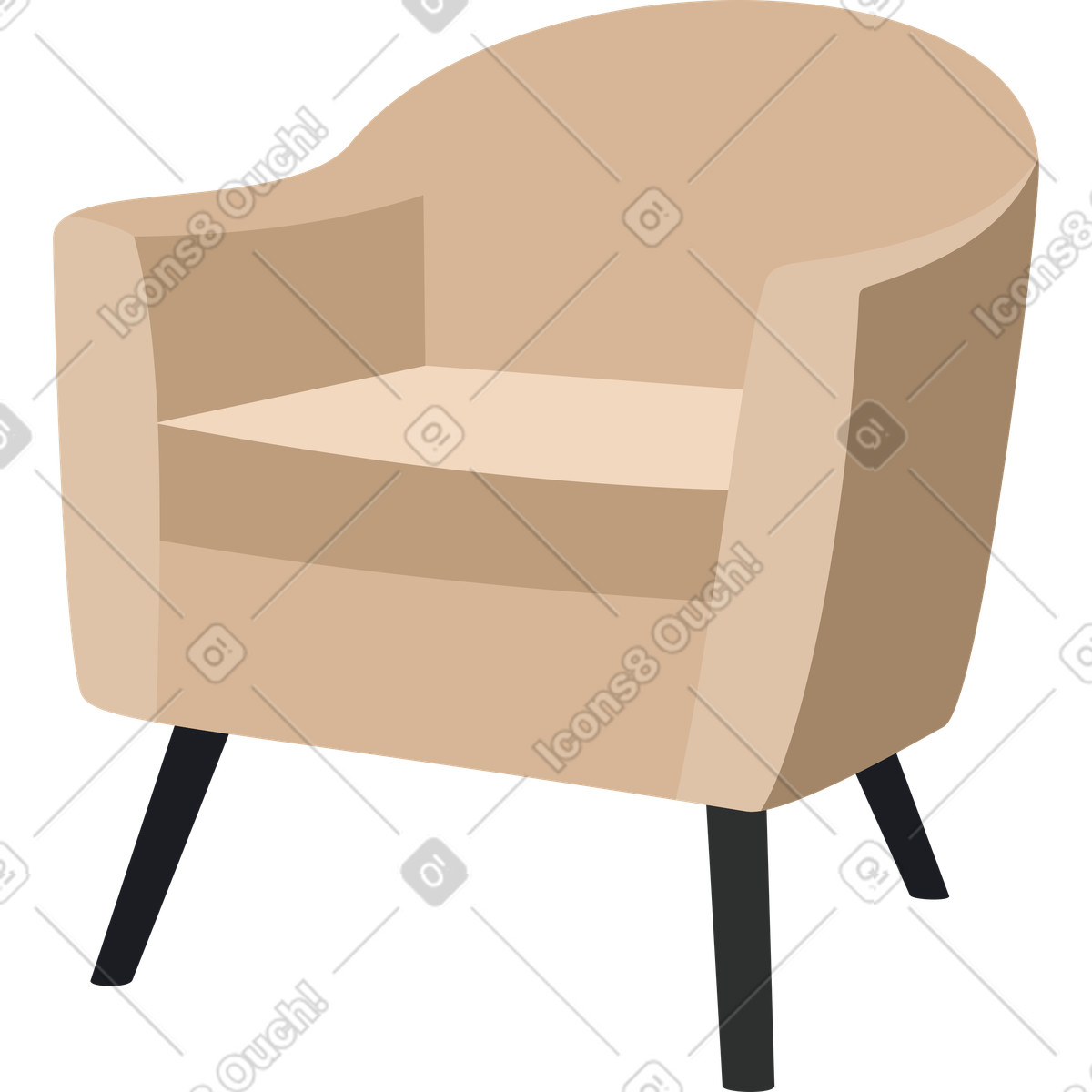 Comfortable upholstered chair for home decor illustration in Lagom style download in PNG, SVG