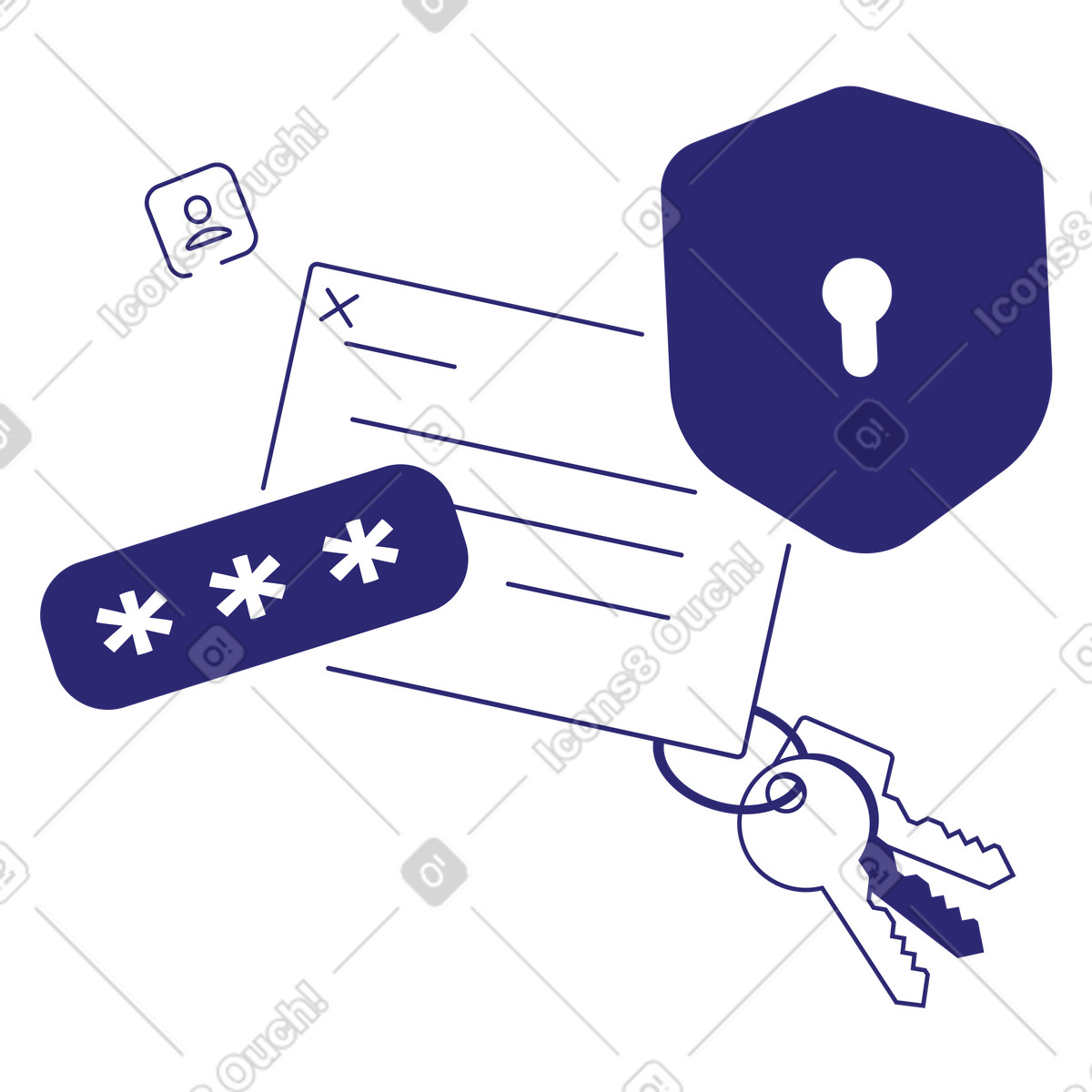 Passwort-manager, informationssicherheit-Illustration im Cut-Stil als Download in PNG, SVG