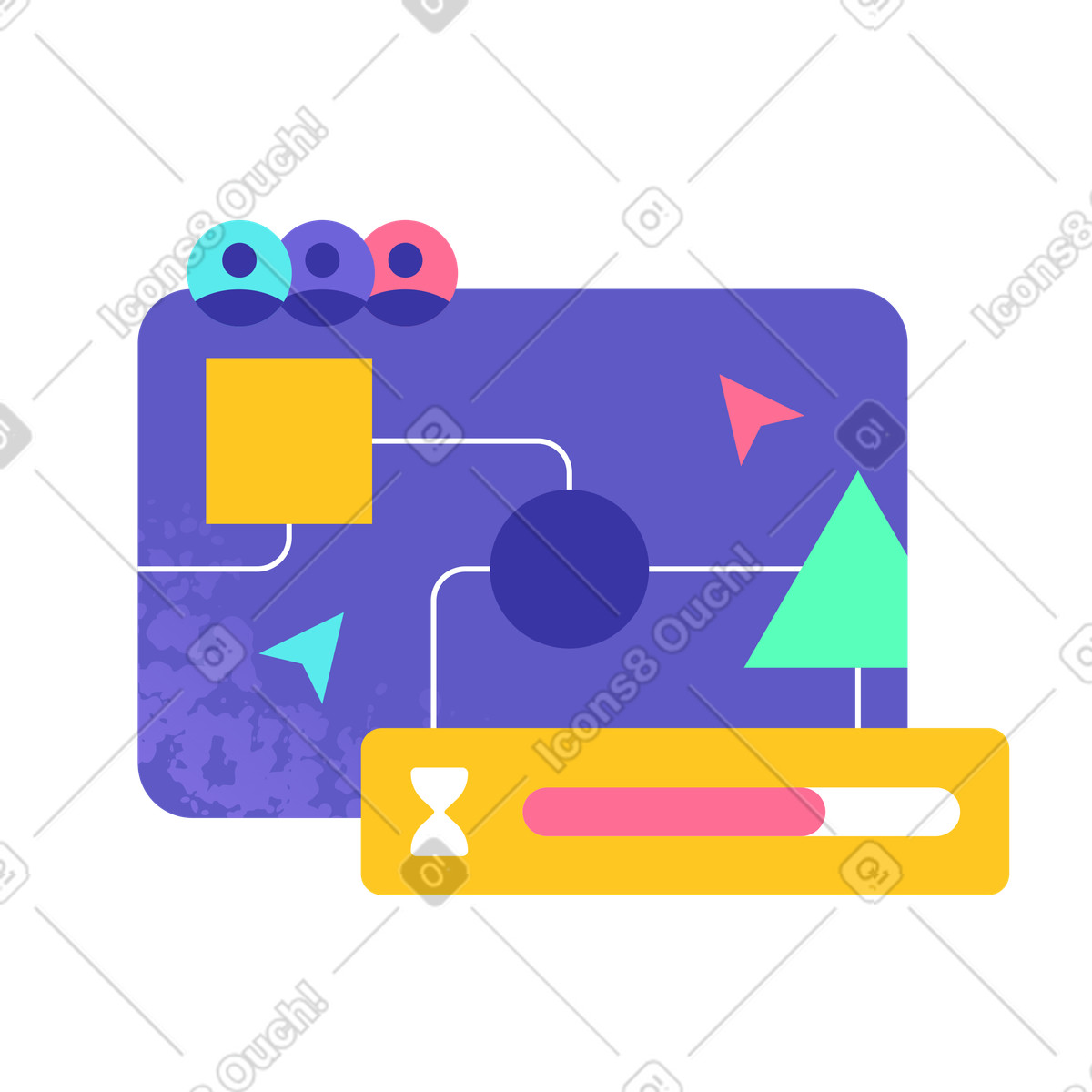 Team workflow process, Collaborative task tracking illustration in PNG, SVG