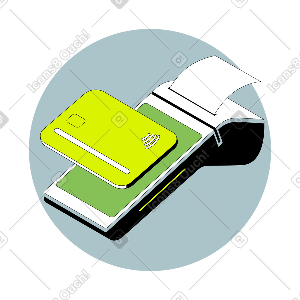 Bank card payment at POS terminal illustration in PNG, SVG